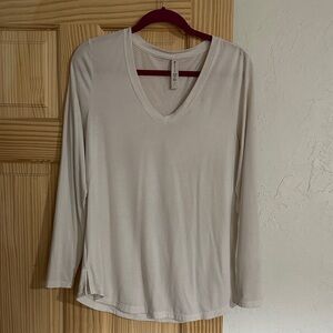 Athleta Women's White Long Sleeve V-Neck Tee